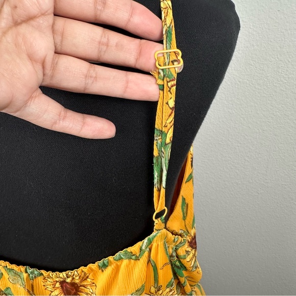 LC Lauren Conrad Strappy Tiered Yellow Sunflower Midi Dress Womens XL Floral - Picture 11 of 16